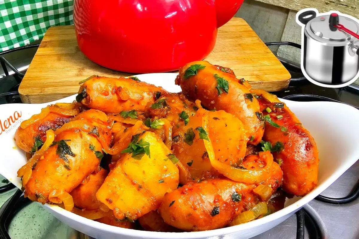 Almoço de uma panela só: rápido e fácil, linguiça com batata