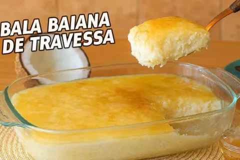 Bala baiana na travessa cremosa com uma casquinha maravilhos