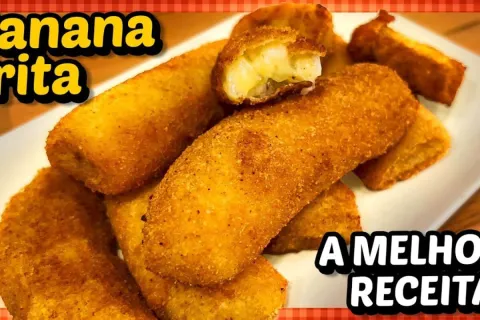 Banana frita perfeita, com uma casquinha dourada e muito sab