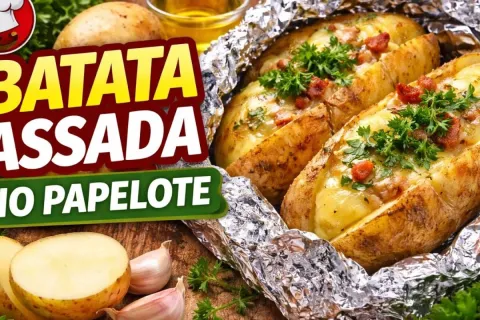 Batata assada que você faz no papelote, fica super macia e b