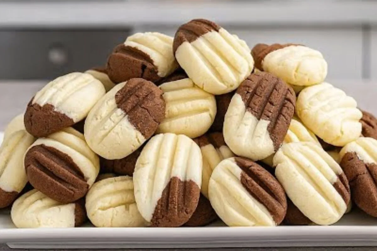 Biscoitinho mesclado de Ninho com chocolate que derrete na b