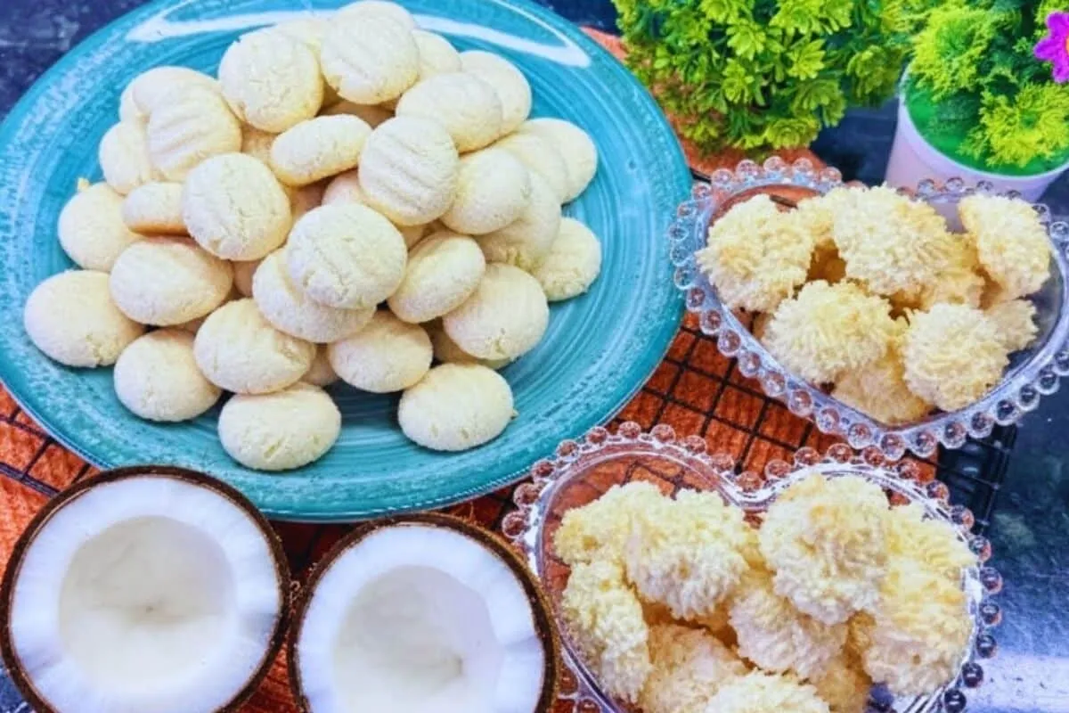 Biscoito de coco com leite condensado que leva só 3 ingredie