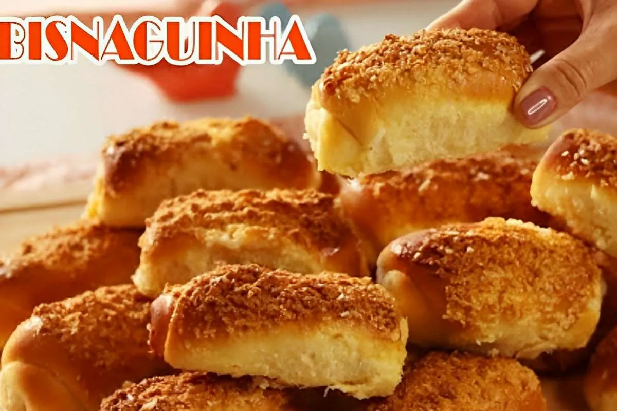 Bisnaguinha de coco macia e fofinha para servir no lanche da