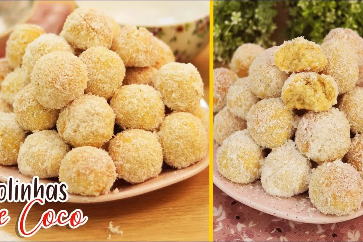 Bolinhas de coco muito macias que desmancham na boca e são i