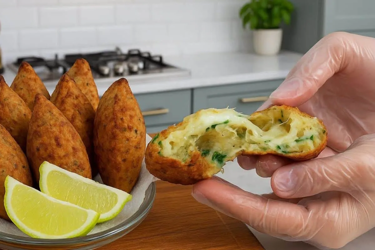 Bolinho de bacalhau recheado com queijo: petisco perfeito pa