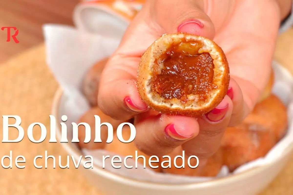 Bolinho de chuva recheado delicioso e diferente que vai conq