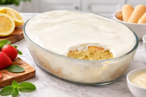 Bolo alagado molhadinho com uma calda irresistível e cobertu