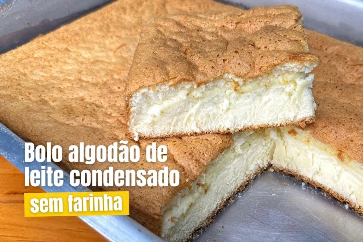 Bolo algodão de leite condensado: essa massa fica simplesmen