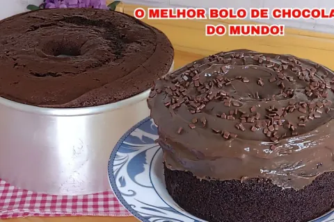 Bolo chocolatudo com bastante cobertura e uma massa fofinha,