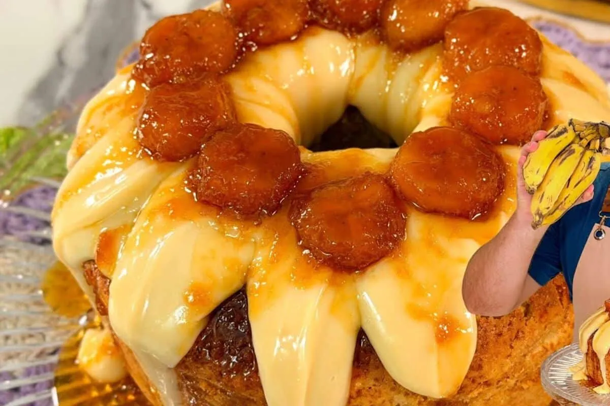 Bolo de banana simples, surpreendente e fácil de fazer, para