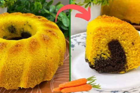 Bolo de cenoura mesclado sem leite e sem glúten: receita del