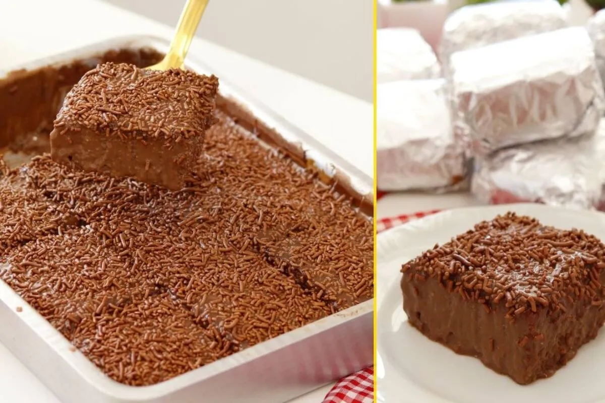 Bolo de chocolate gelado: enrolado no papel alumínio e fica