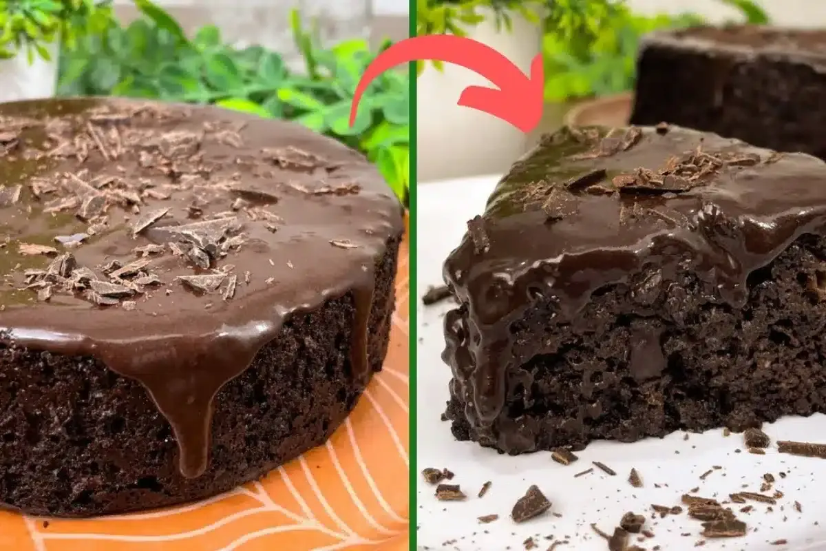 Bolo de chocolate sem glúten feito sem leite e sem açúcar, p
