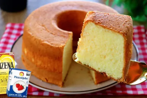 Bolo de creme de leite com maizena sem farinha de trigo, que
