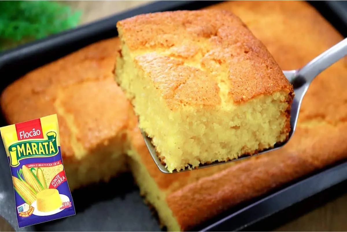 Bolo de flocão com coco da roça: o gostinho desse bolo é sim