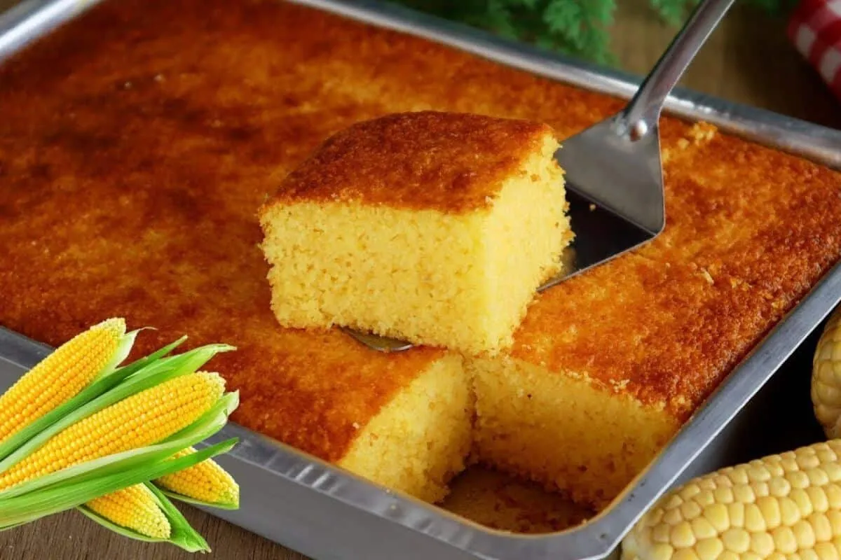 Bolo de milho fofinho com apenas 2 espigas que comprei na fe