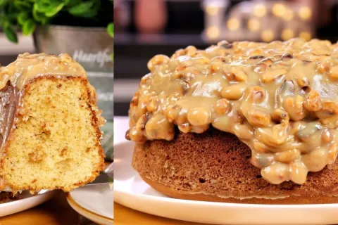 Bolo de paçoquinha com pé de moça que derrete na boca: recei