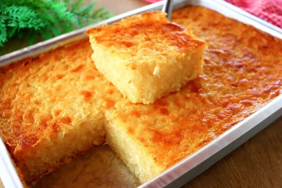 Bolo de tapioca sem farinha conhecido como bolo de goma, bem