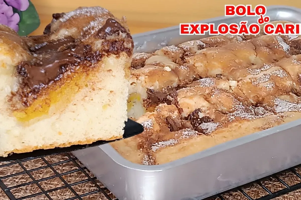 Bolo explosão do caribe recheado e delicioso que surpreende