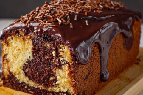 Bolo mármore caseiro simples e fofinho feito em poucos minut