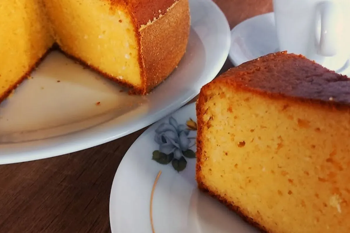 Bolo moça de fubá bem fofinho e com uma cremosidade irresist