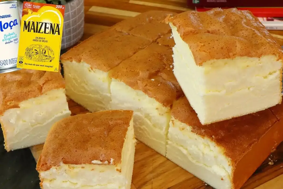 Bolo moça de maisena: só vai 3 ingredientes e parece um peda