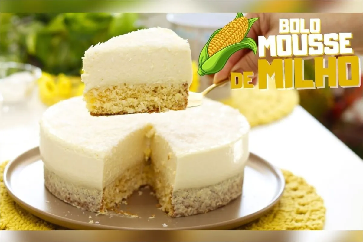 Bolo mousse de milho diferente e maravilhoso para o seu lanc