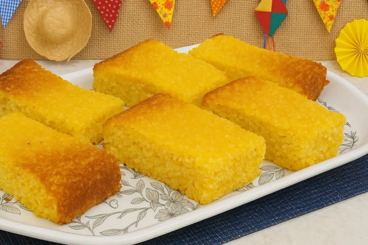 Bolo pamonha com milho de latinha para alegrar ainda mais a