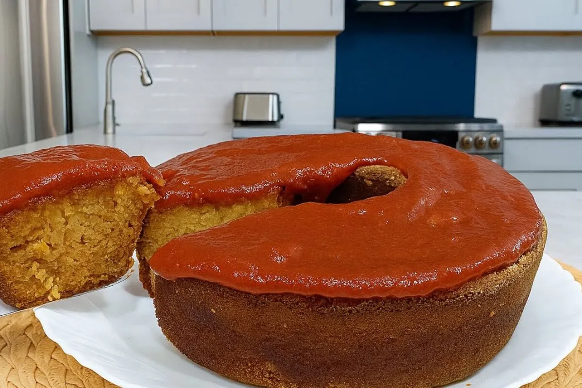 Bolo sem glúten com cobertura de goiabada, uma combinação ir