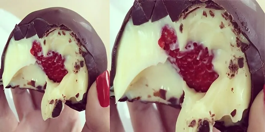 Bombom de morango com brigadeiro branco um doce perfeito par