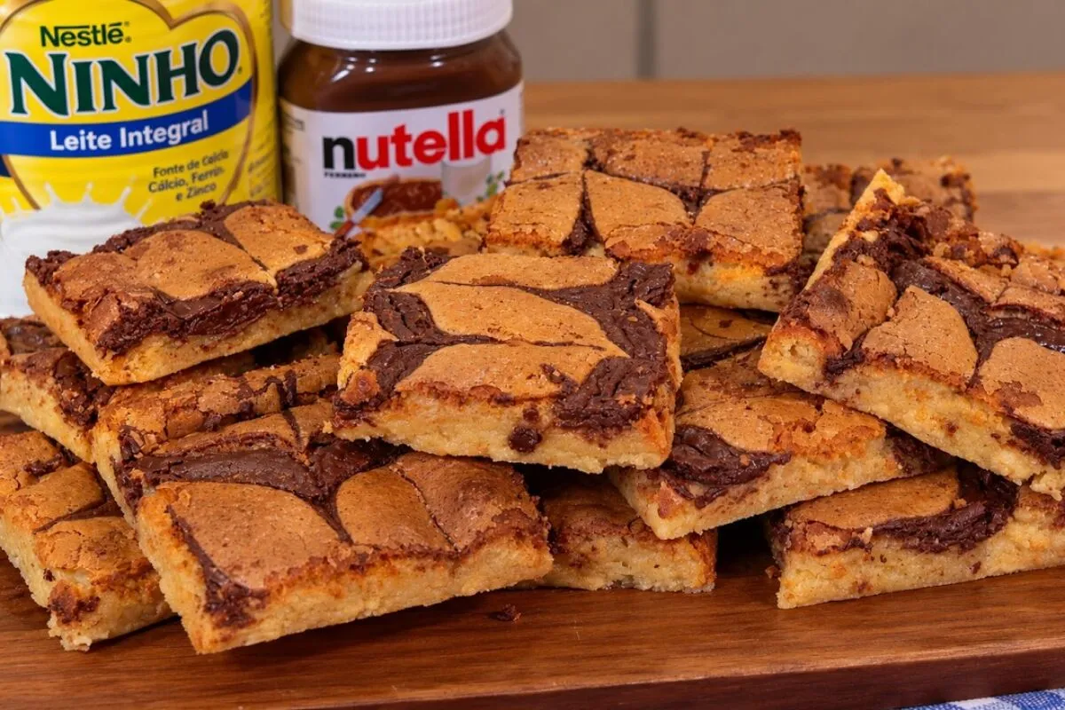 Brownie de leite ninho com Nutella bem macio e chocolatudo,