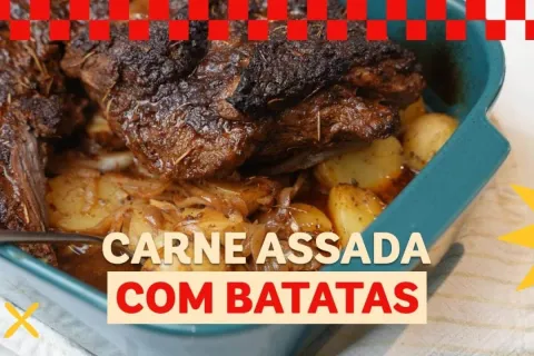 Carne assada com batatas: a carne fica muito macia e as bata