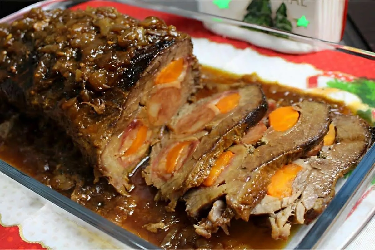 Carne recheada na panela de pressão com bacon calabresa e ce