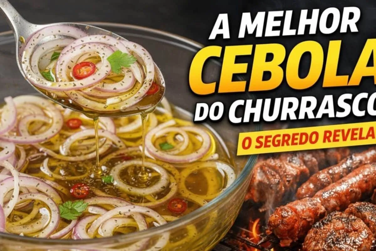 Cebola de churrascaria deliciosa, curtida com um segredo esp