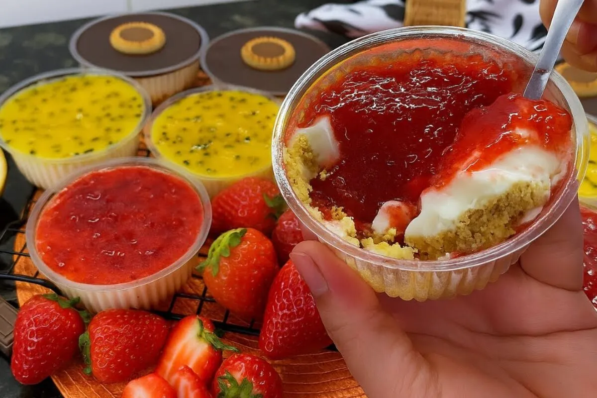 Cheesecake de pote sem forno na receita fácil e lucrativa pa
