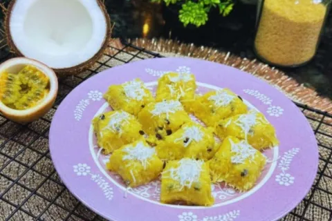 Cocada de cuscuz com maracujá cremosa e com aquele toque aze
