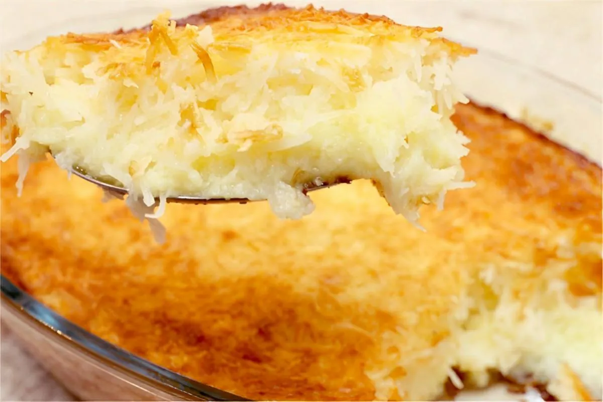 Cocada de forno simples basta misturar os ingredientes e lev