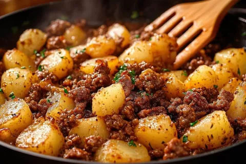 Como fazer carne moída com batata saborosa para o almoço