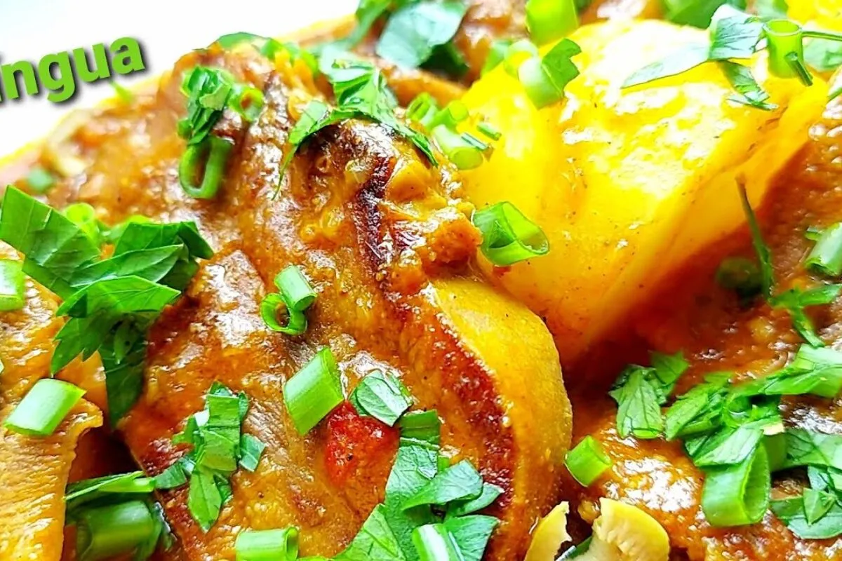 Como fazer língua bovina na panela de pressão com batatas: f