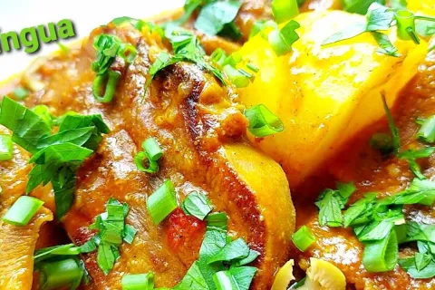 Como fazer língua bovina na panela de pressão com batatas: f