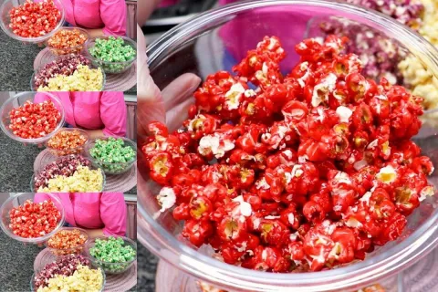 Como fazer pipoca doce colorida: não fica murcha depois que 