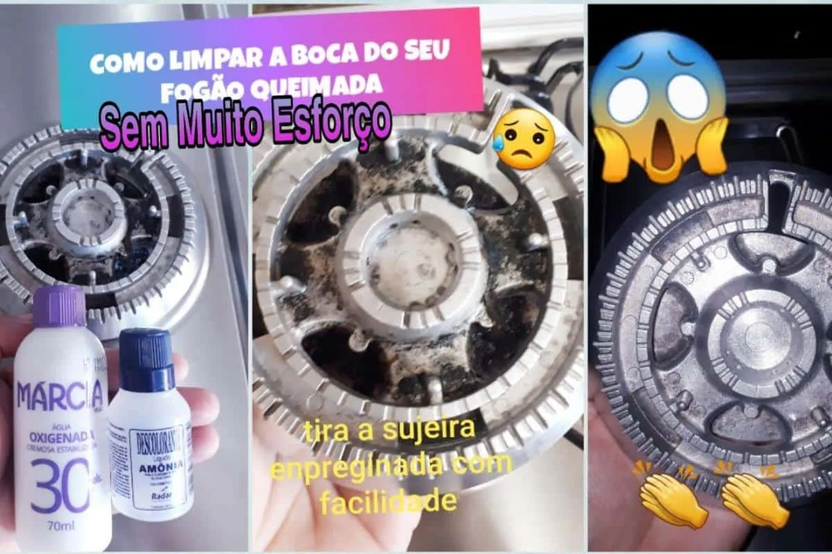 Como limpar boca de fogão queimada e manchada de gordura