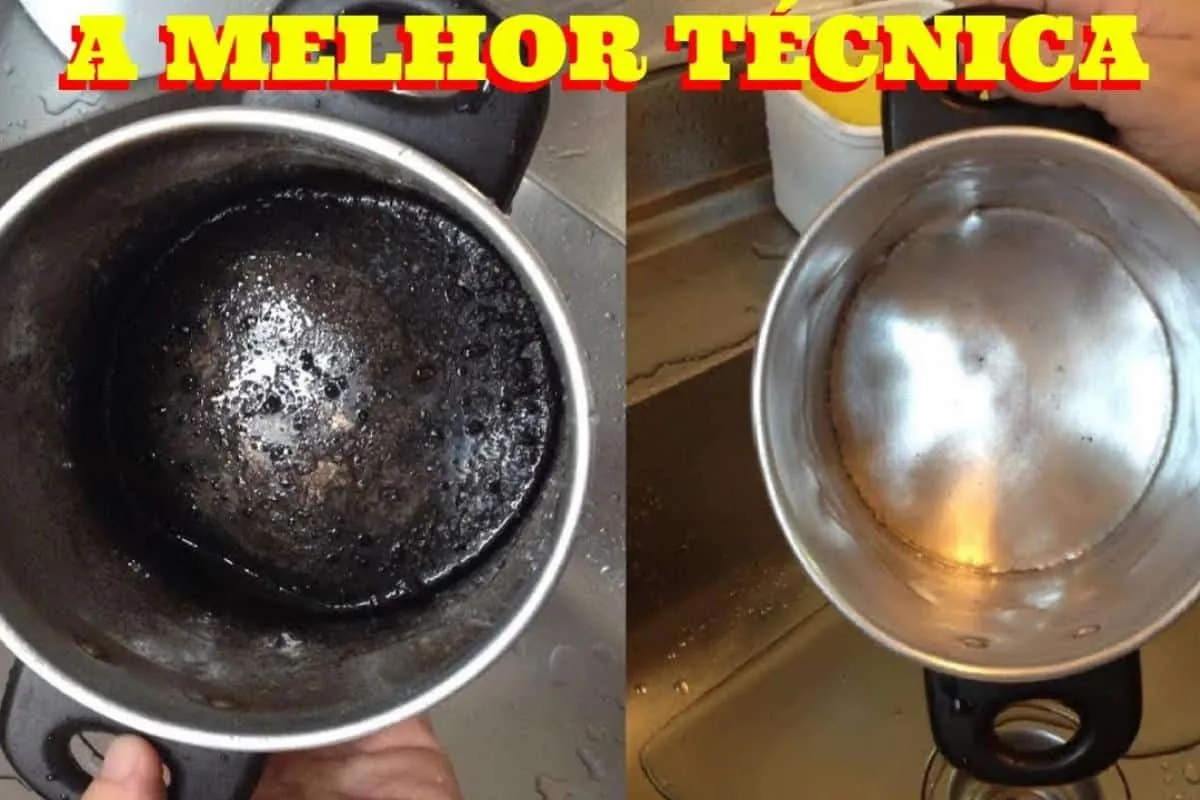 Como limpar panela queimada que você achava que ia ter que j