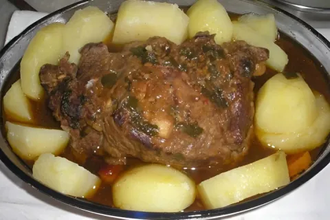 Contra filé assado no forno com batatas bem suculento e sabo