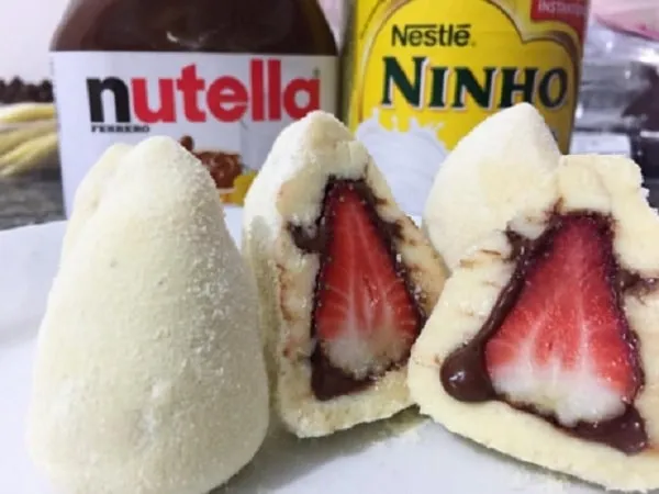 Coxinha de Leite Ninho – Feita com Morango e Nutella