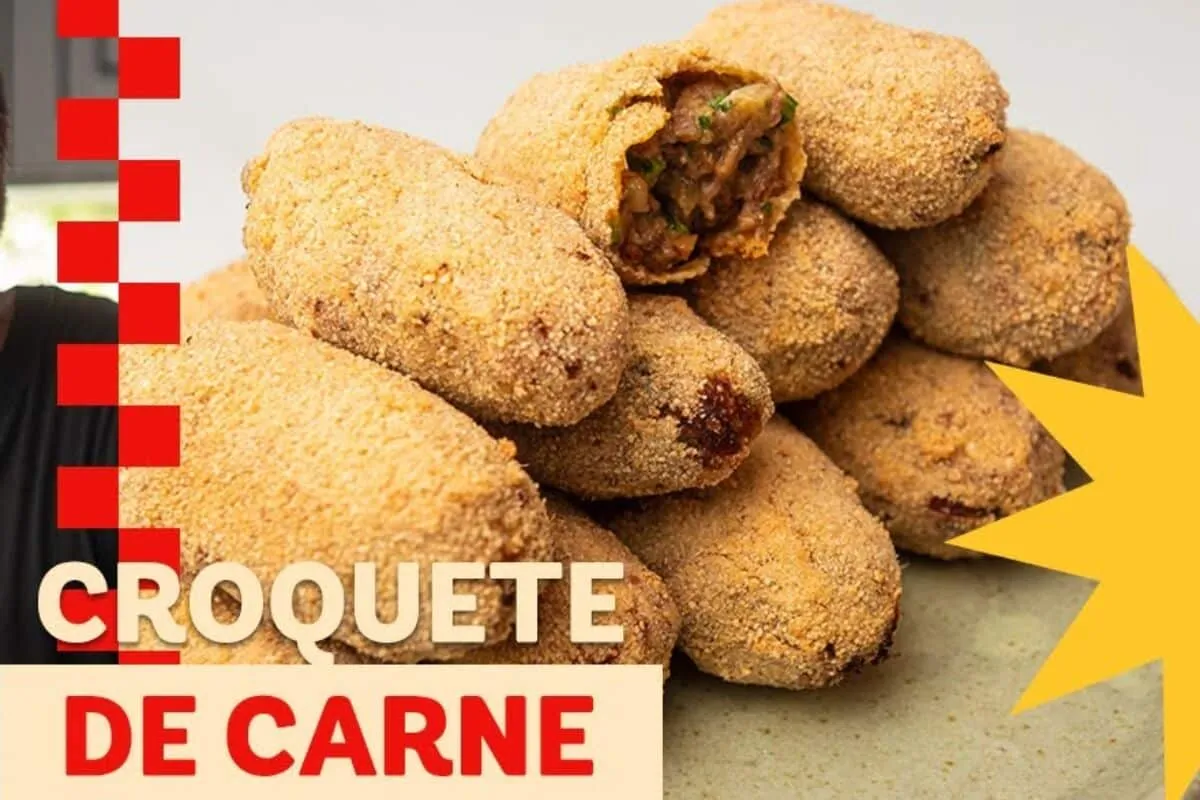 Croquete de carne sequinho por fora e com recheio saboroso p