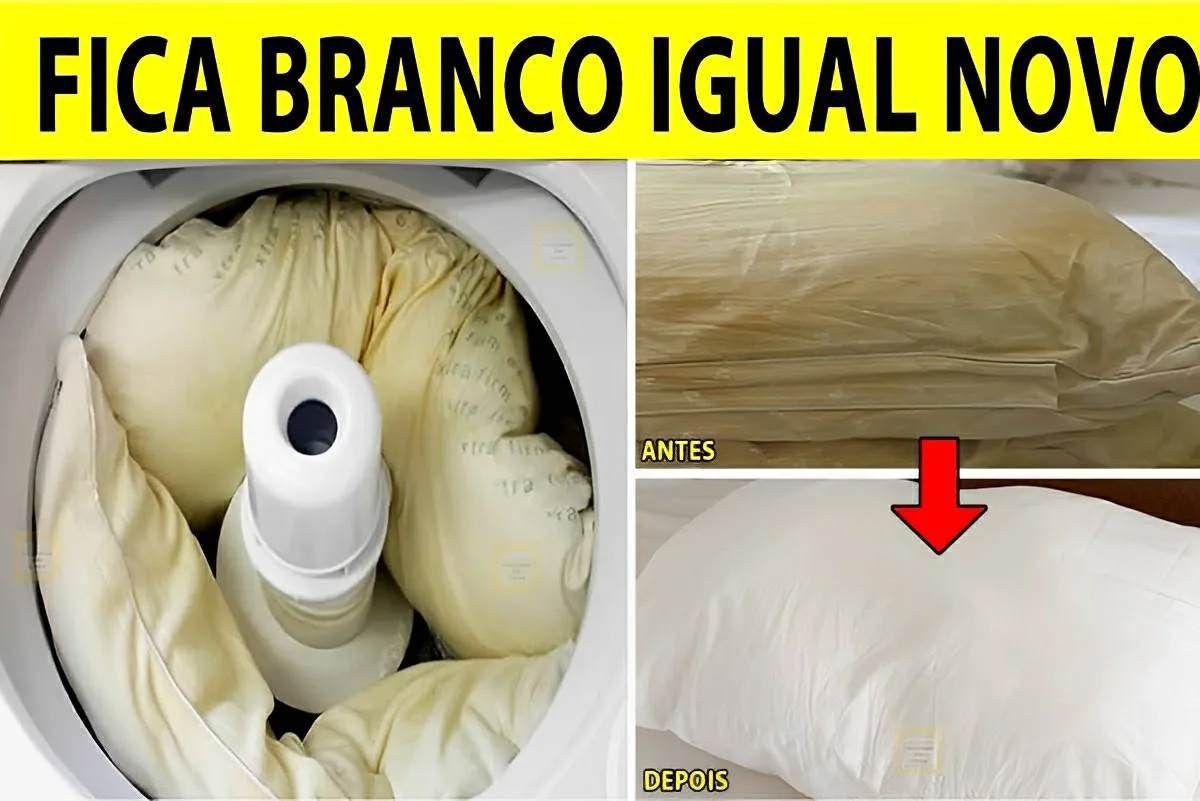 Dica caseira para lavar travesseiro deixando-o branco como n