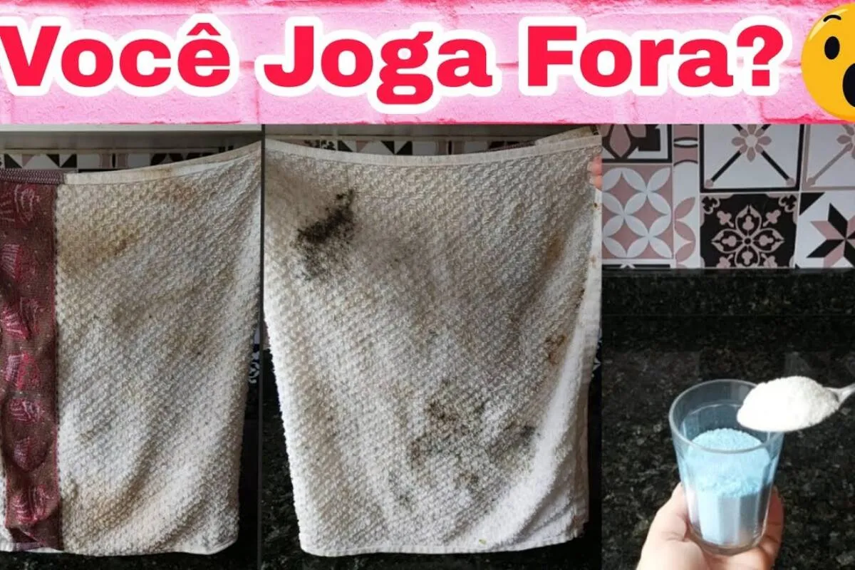 Dica para lavar pano de prato manchado e embolorado: misturi