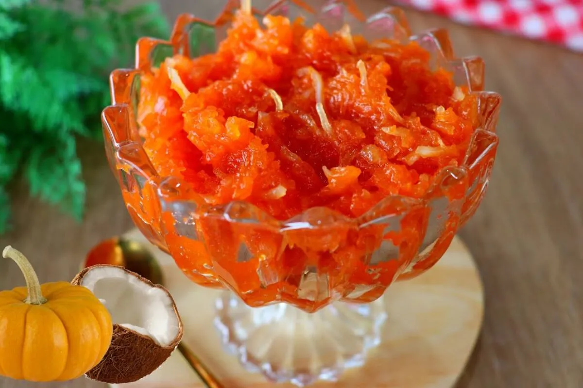 Doce de abóbora com coco bem fácil e cremoso, com gostinho d