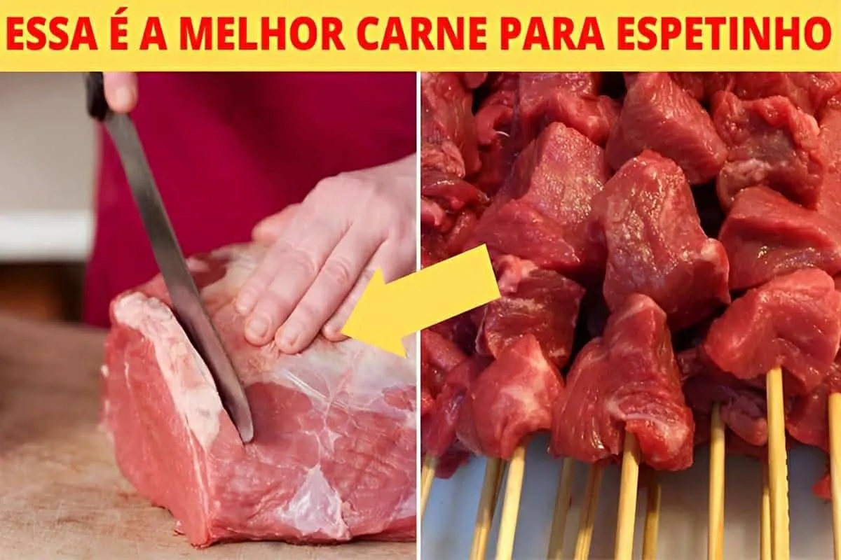 Espetinho de carne delicioso que desmancha na boca perfeito